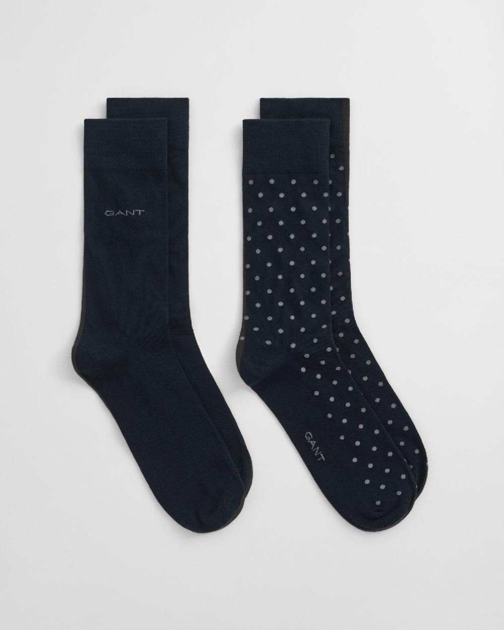gant 2-Pack Dot & Solid Socks navy