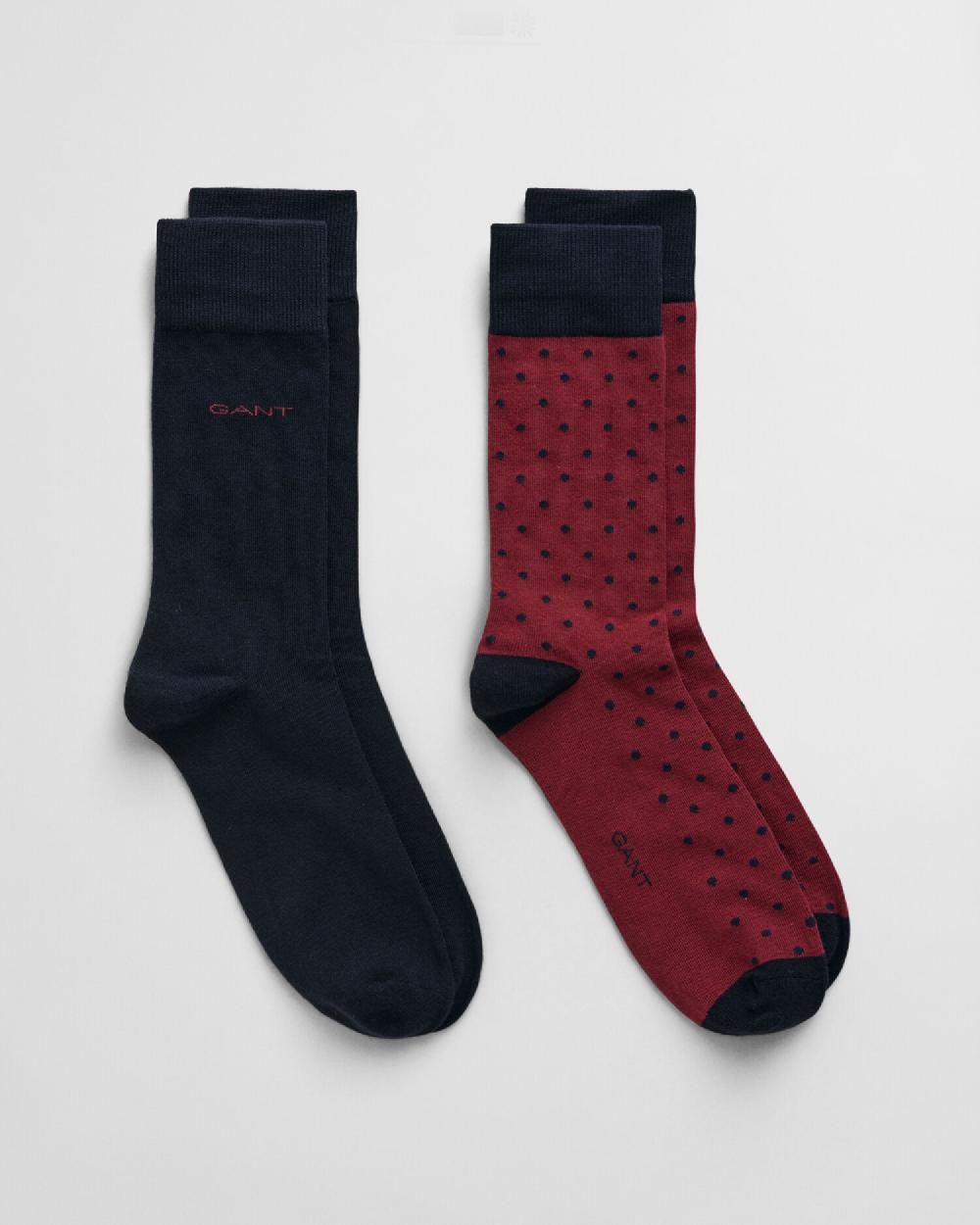 gant 2-Pack Dot & Solid Socks plumped red