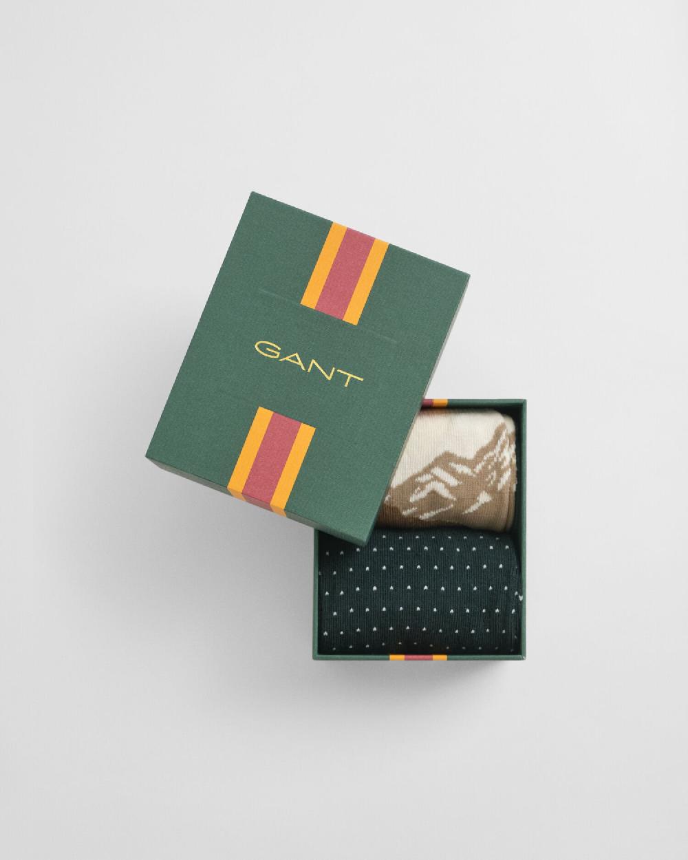 gant 2-Pack Mountain Scenery Socks tartan green