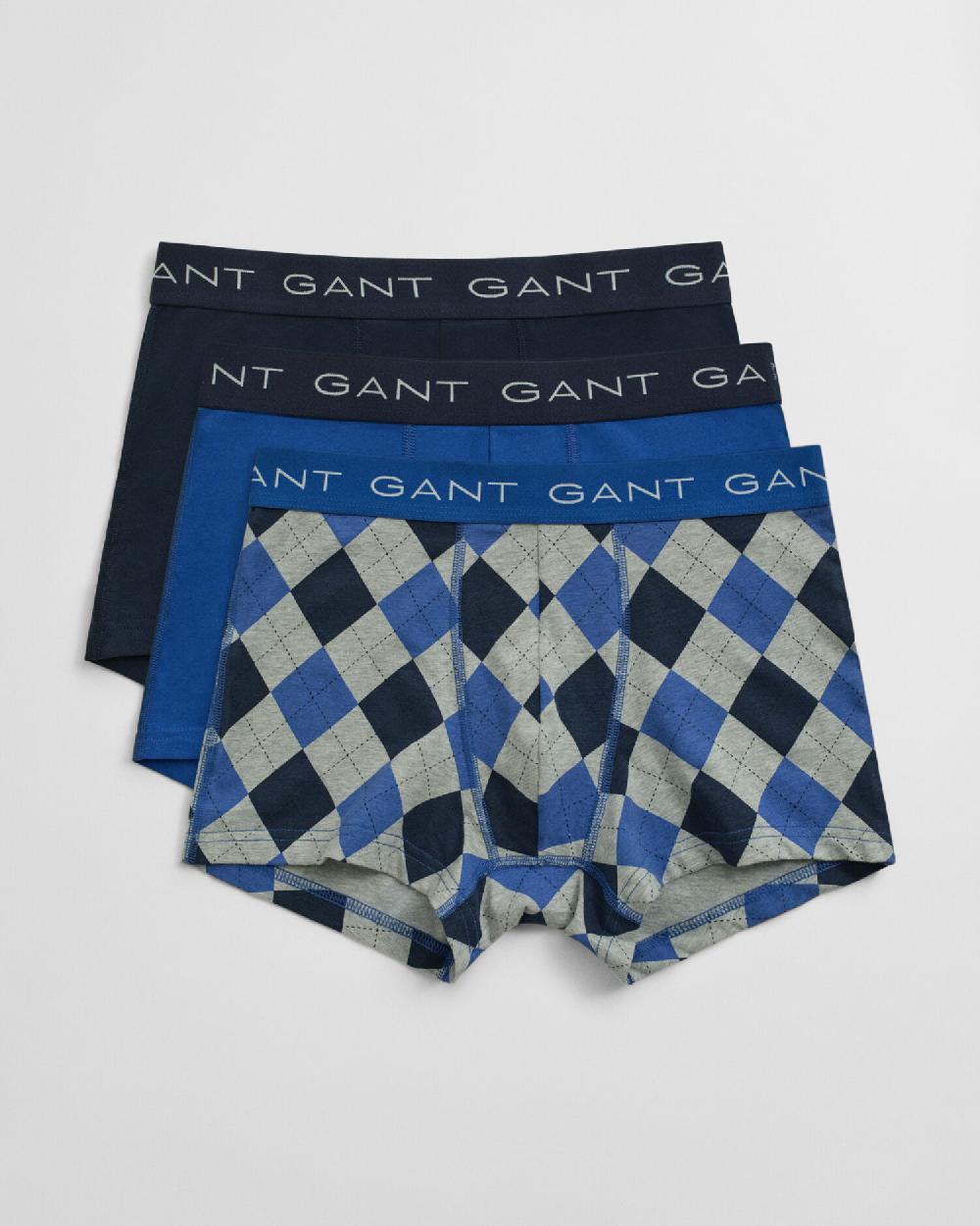 gant 3-Pack Argyle Print Trunks rich blue