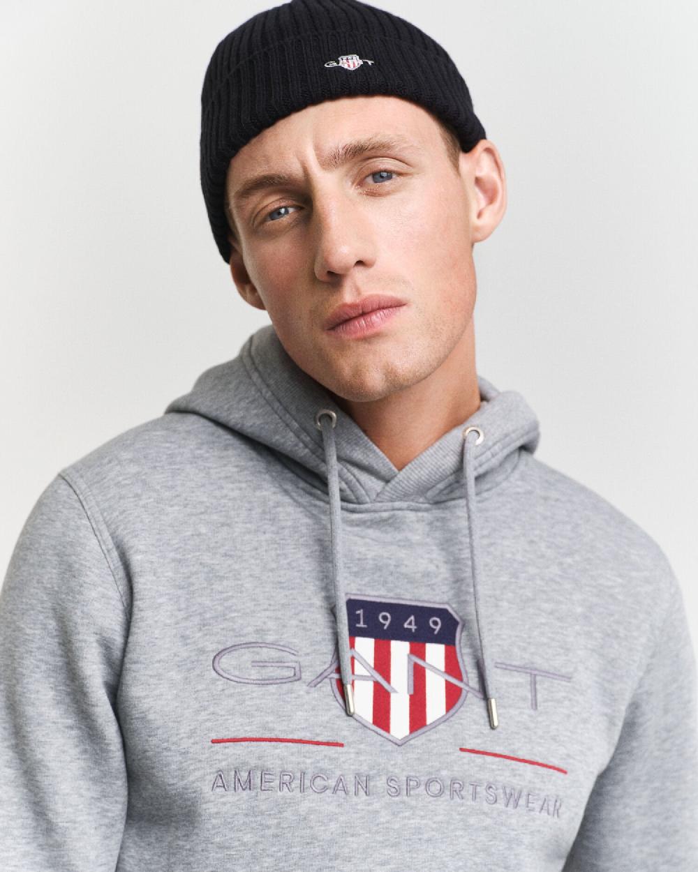 Gant Archive Shield Hoodie Grey Melange