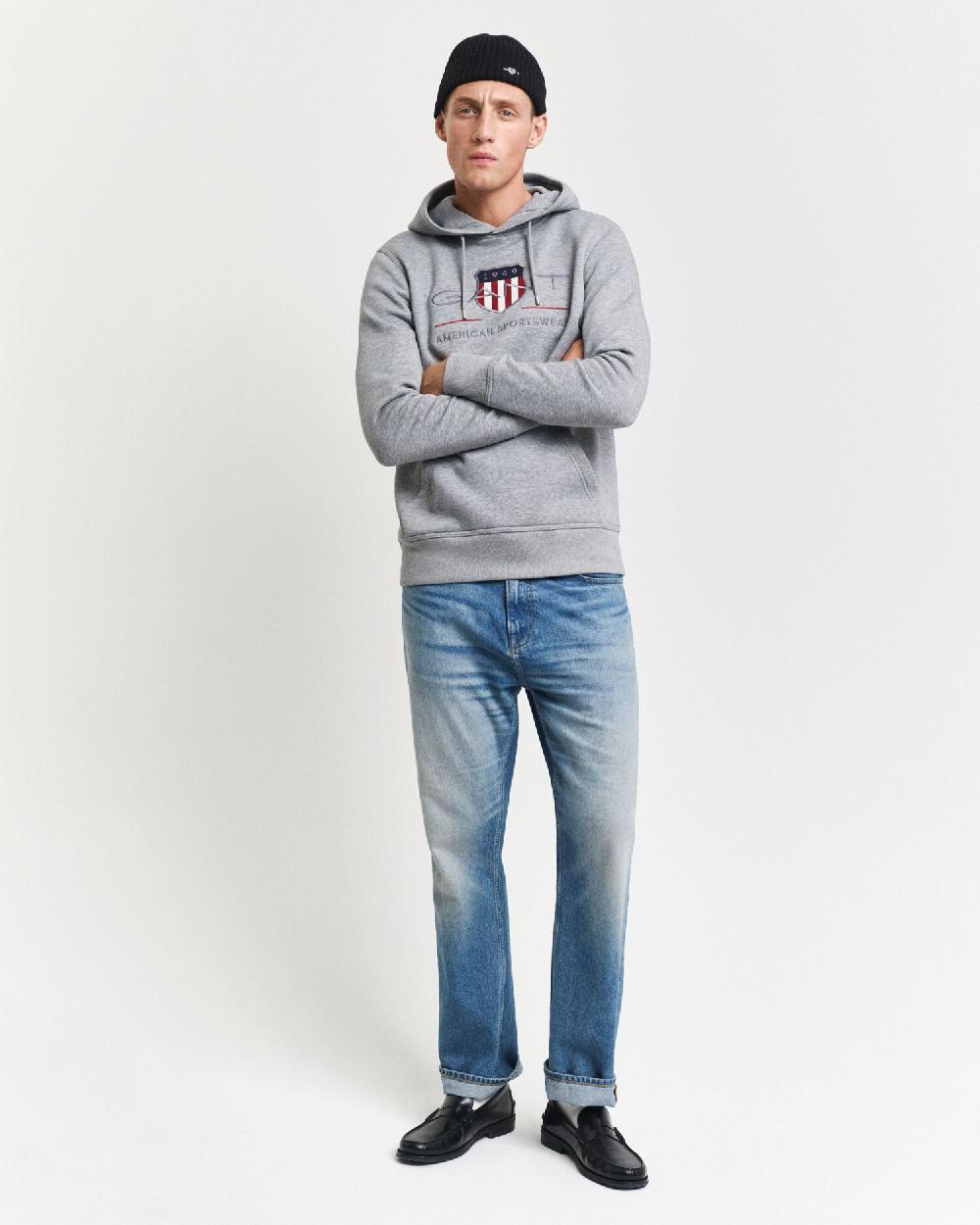 Gant Archive Shield Hoodie Grey Melange