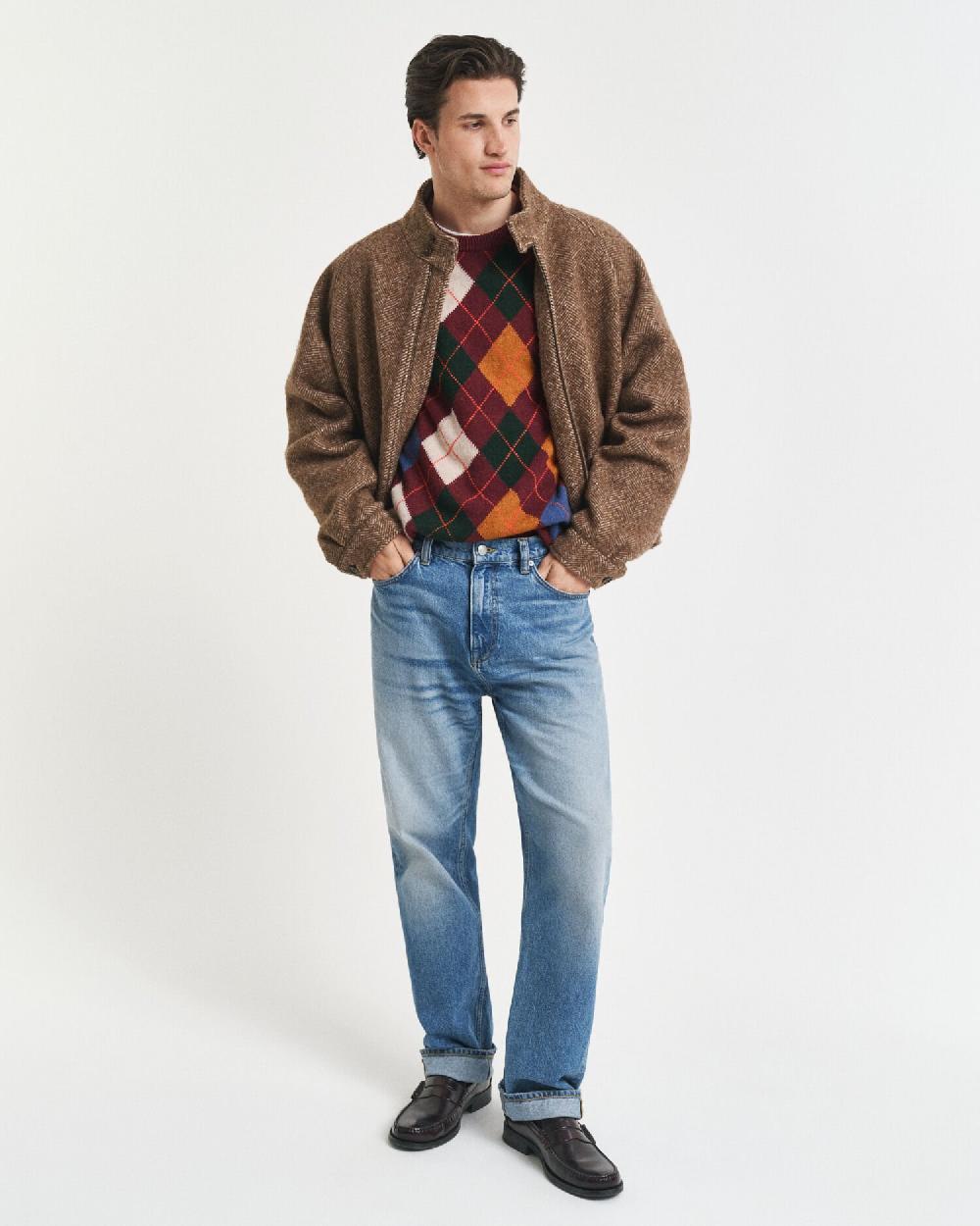 Gant Argyle Crew Neck Sweater Winter Wine