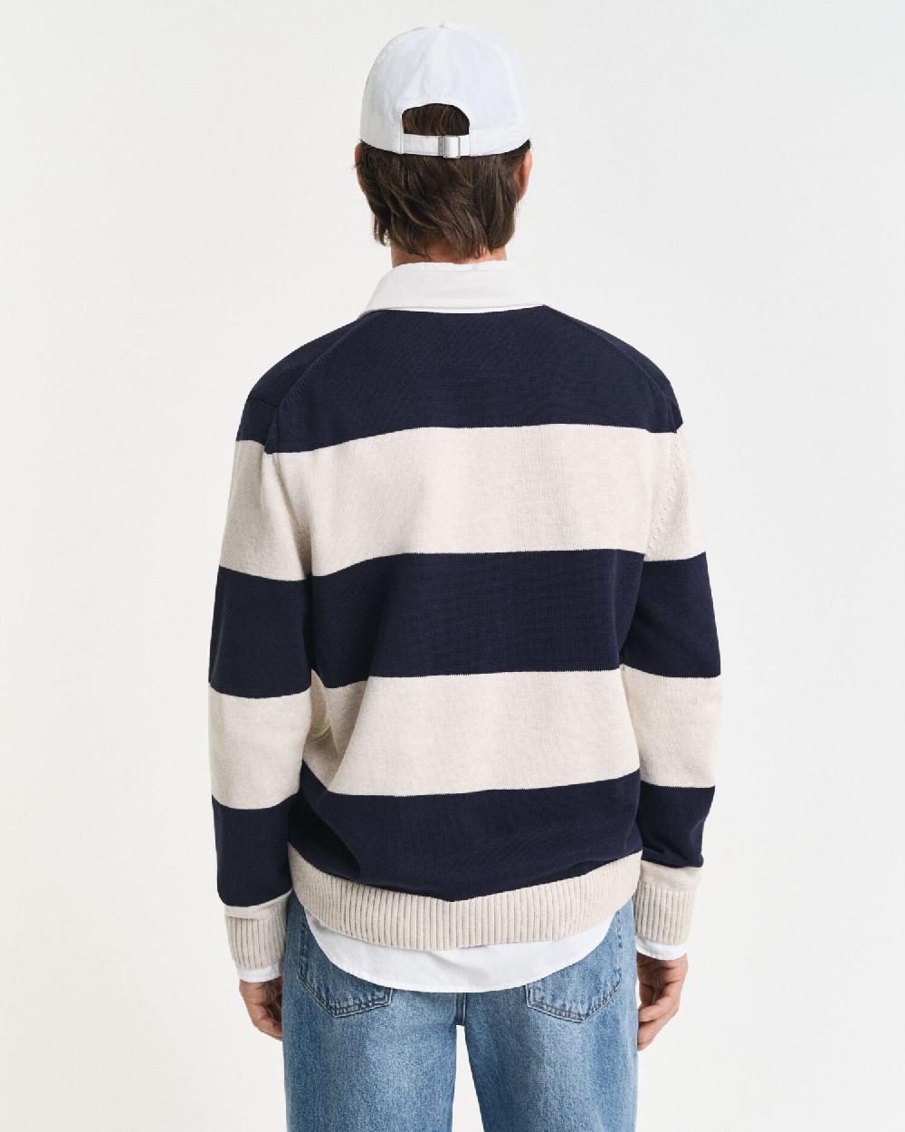 Gant Barstriped Polo Sweater Evening Blue