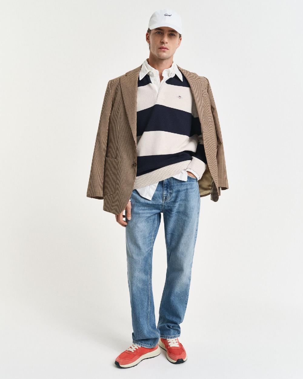Gant Barstriped Polo Sweater Evening Blue