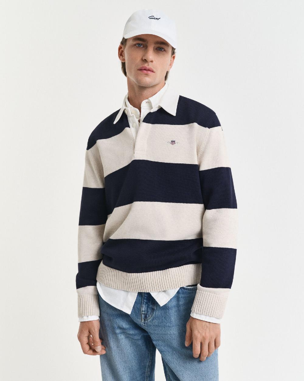 gant Barstriped Polo Sweater evening blue