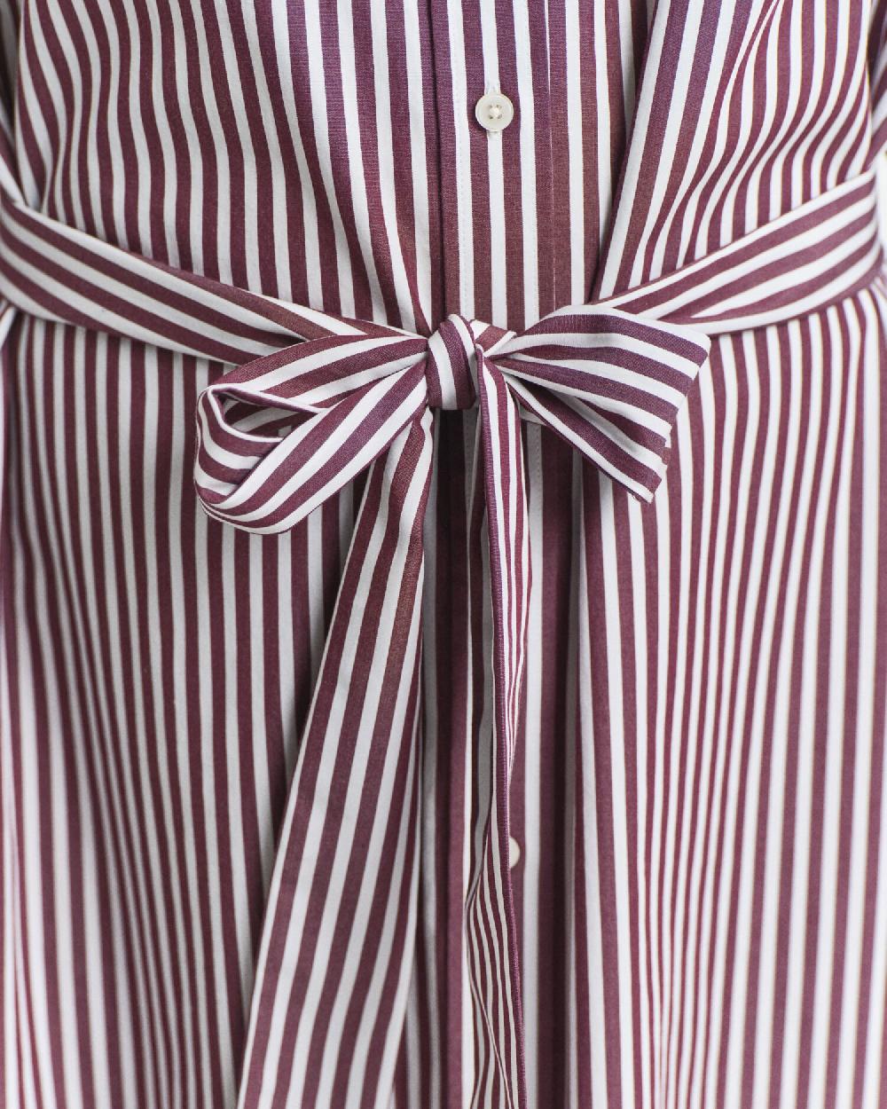 Gant Belted Classic Poplin Shirt Dress Plum Wine