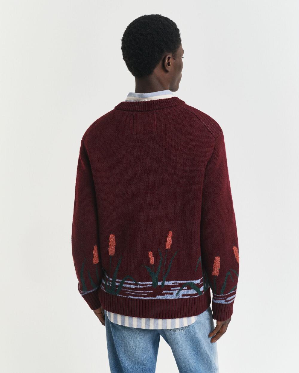 Gant Bird Graphic Crew Neck Sweater Plumped Red