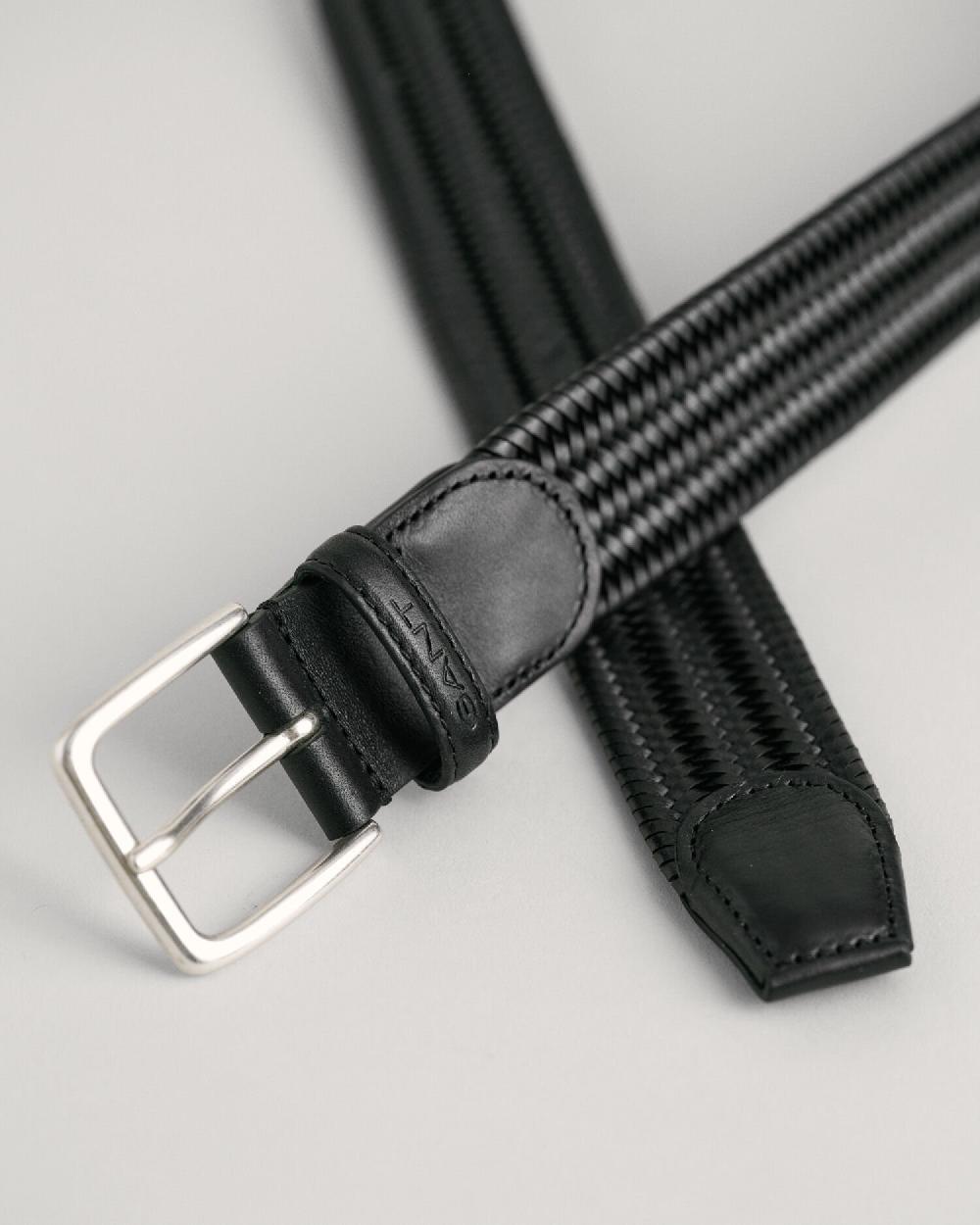 Gant Braided Elastic Leather Belt Black