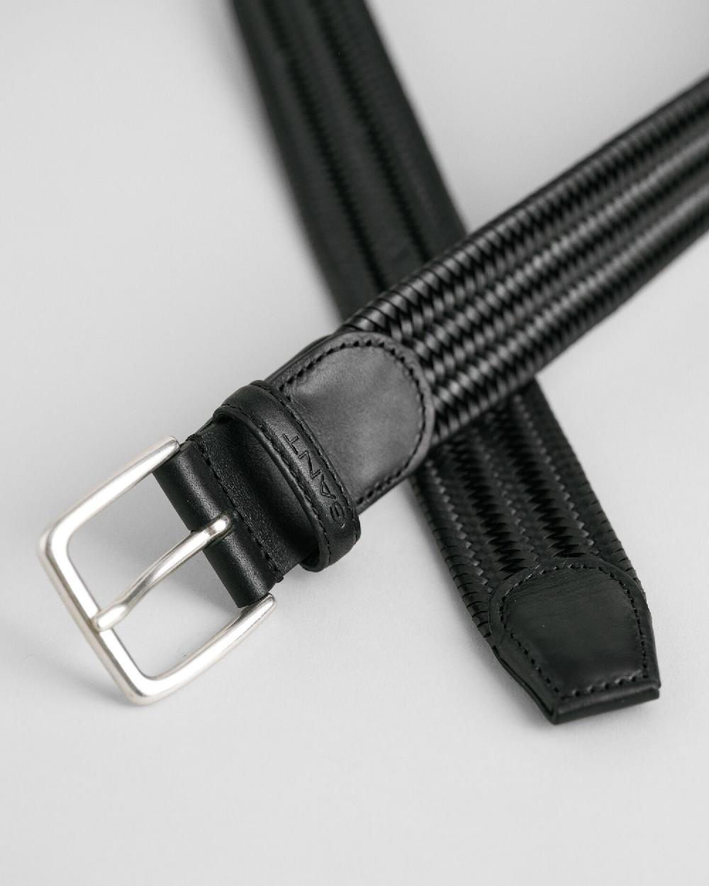 Gant Braided Elastic Leather Belt Black