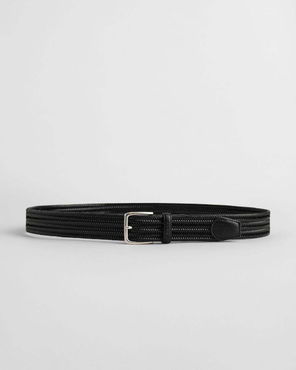 gant Braided Elastic Leather Belt black