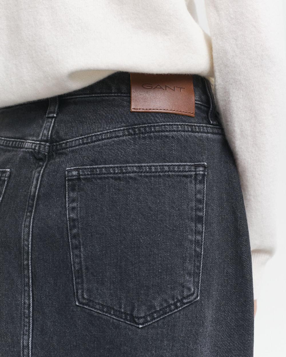 Gant Buttoned Midi Denim Skirt Black Broken In