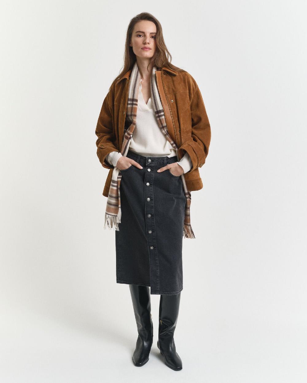 gant Buttoned Midi Denim Skirt black broken in