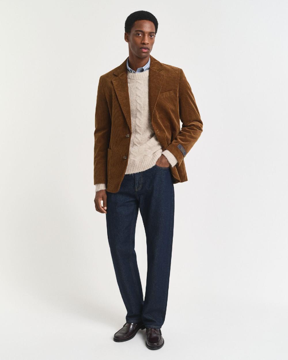 Gant Cable Knit Crew Neck Sweater Seed Melange