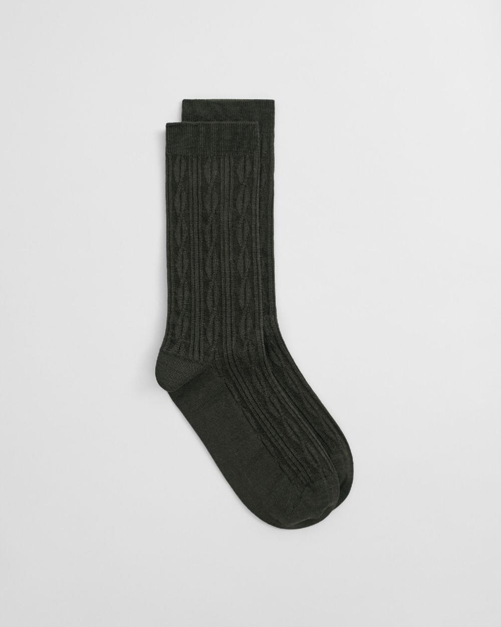 gant Cable Knit Socks dark moss green
