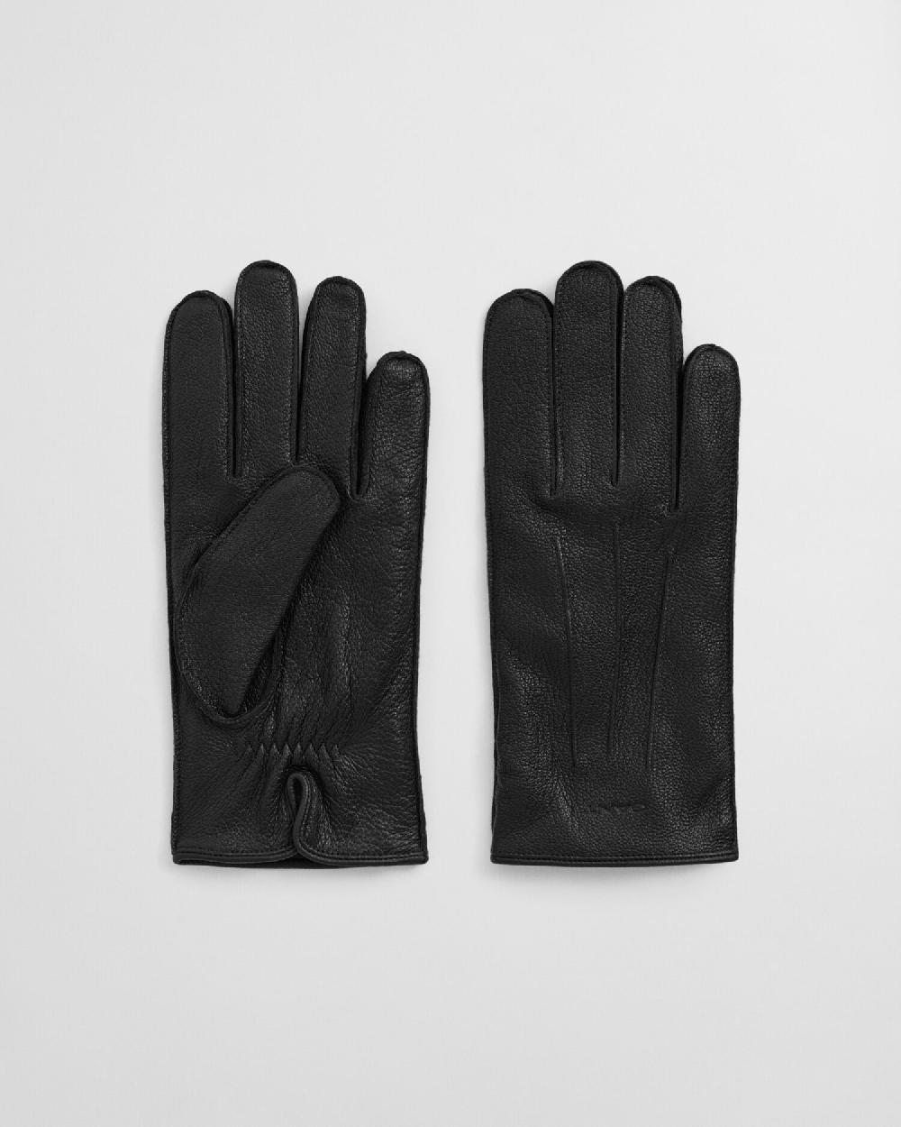gant Cashmere Lined Leather Gloves black