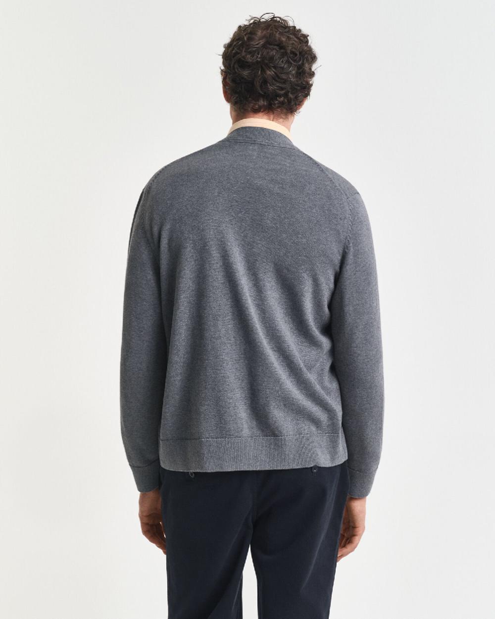 Gant Casual Cotton Cardigan Dark Grey Melange