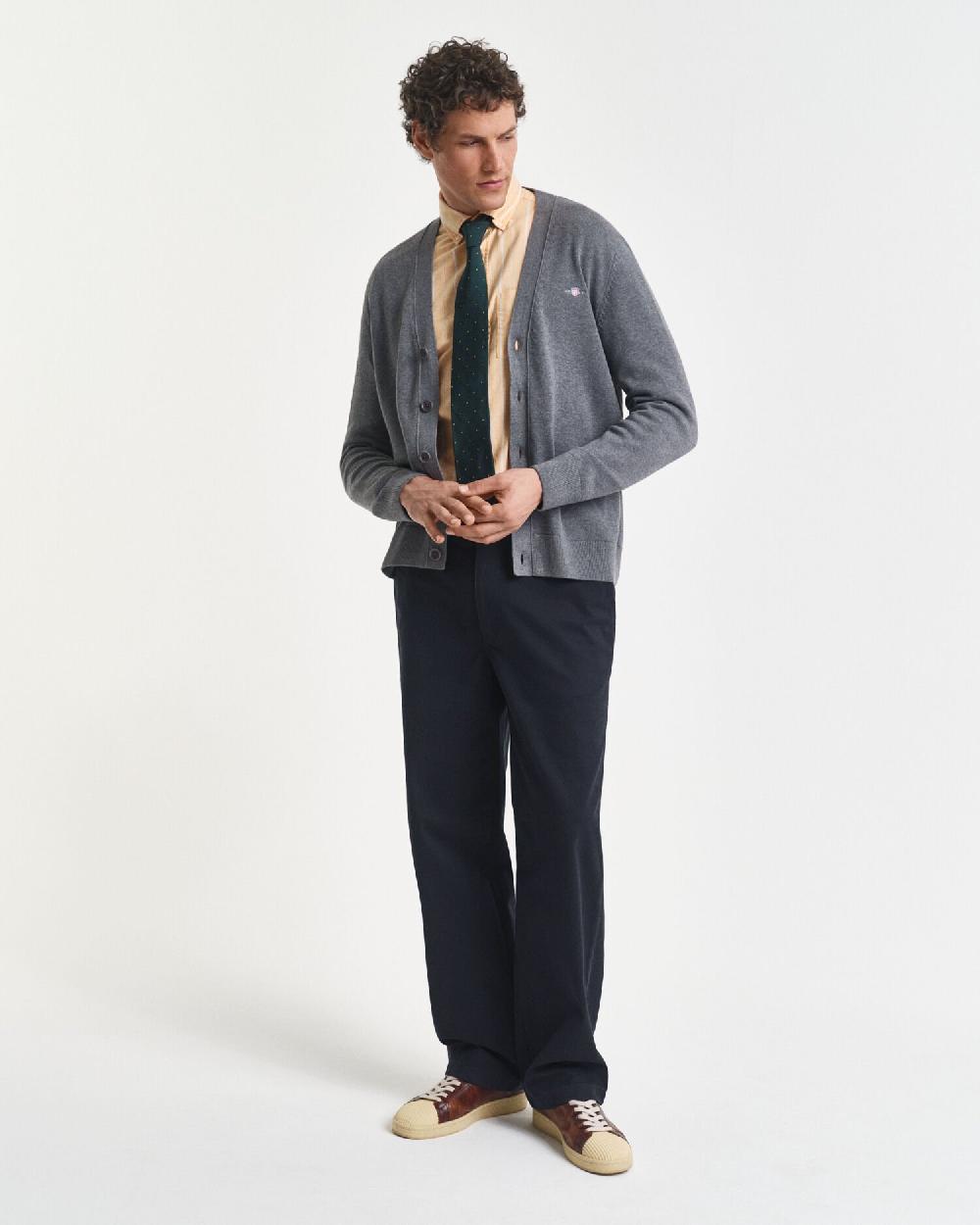 Gant Casual Cotton Cardigan Dark Grey Melange