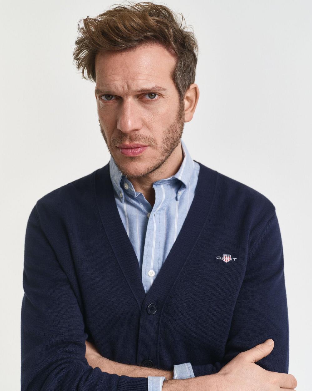 Gant Casual Cotton Cardigan Evening Blue