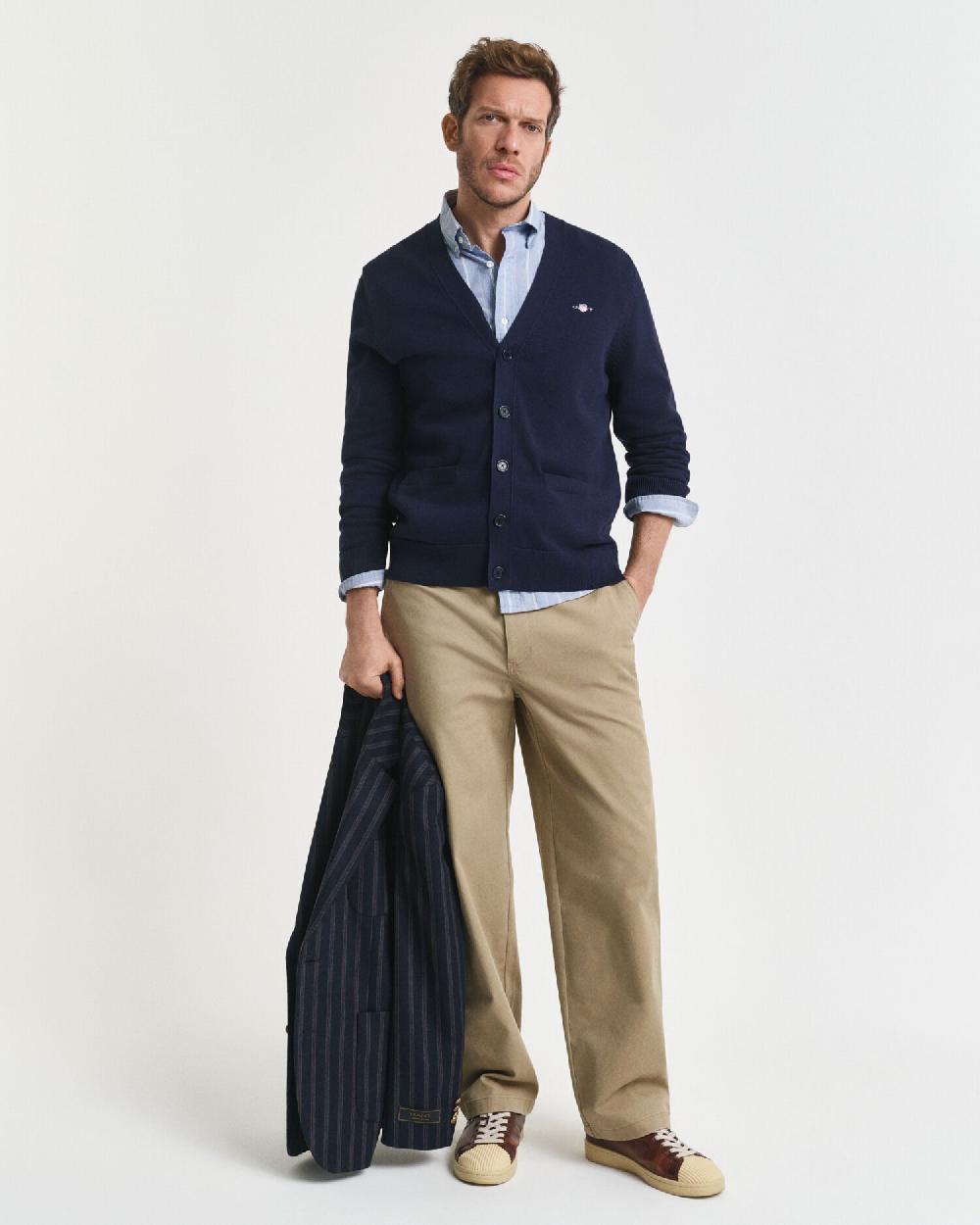 Gant Casual Cotton Cardigan Evening Blue