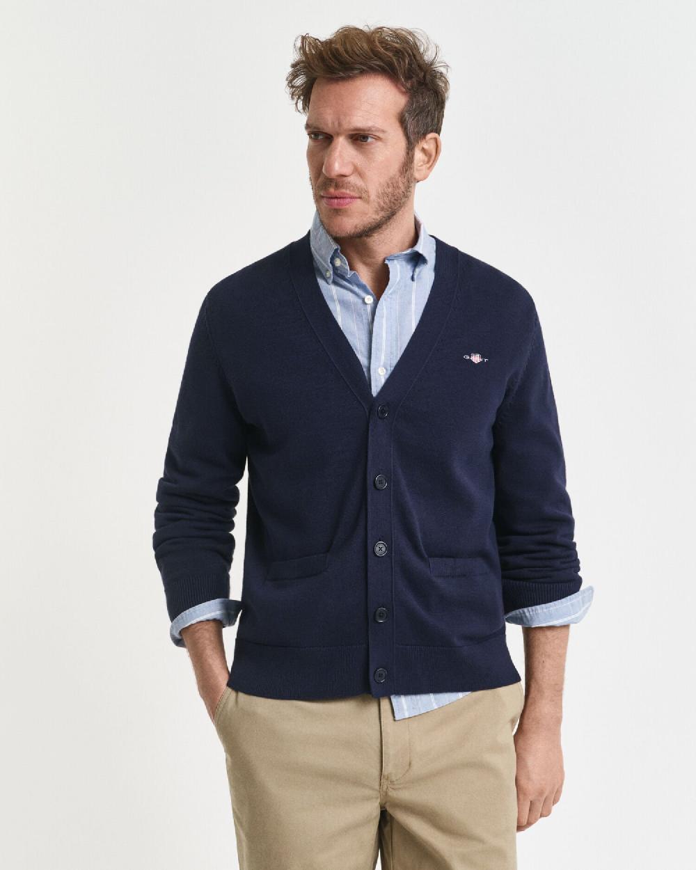 gant Casual Cotton Cardigan evening blue