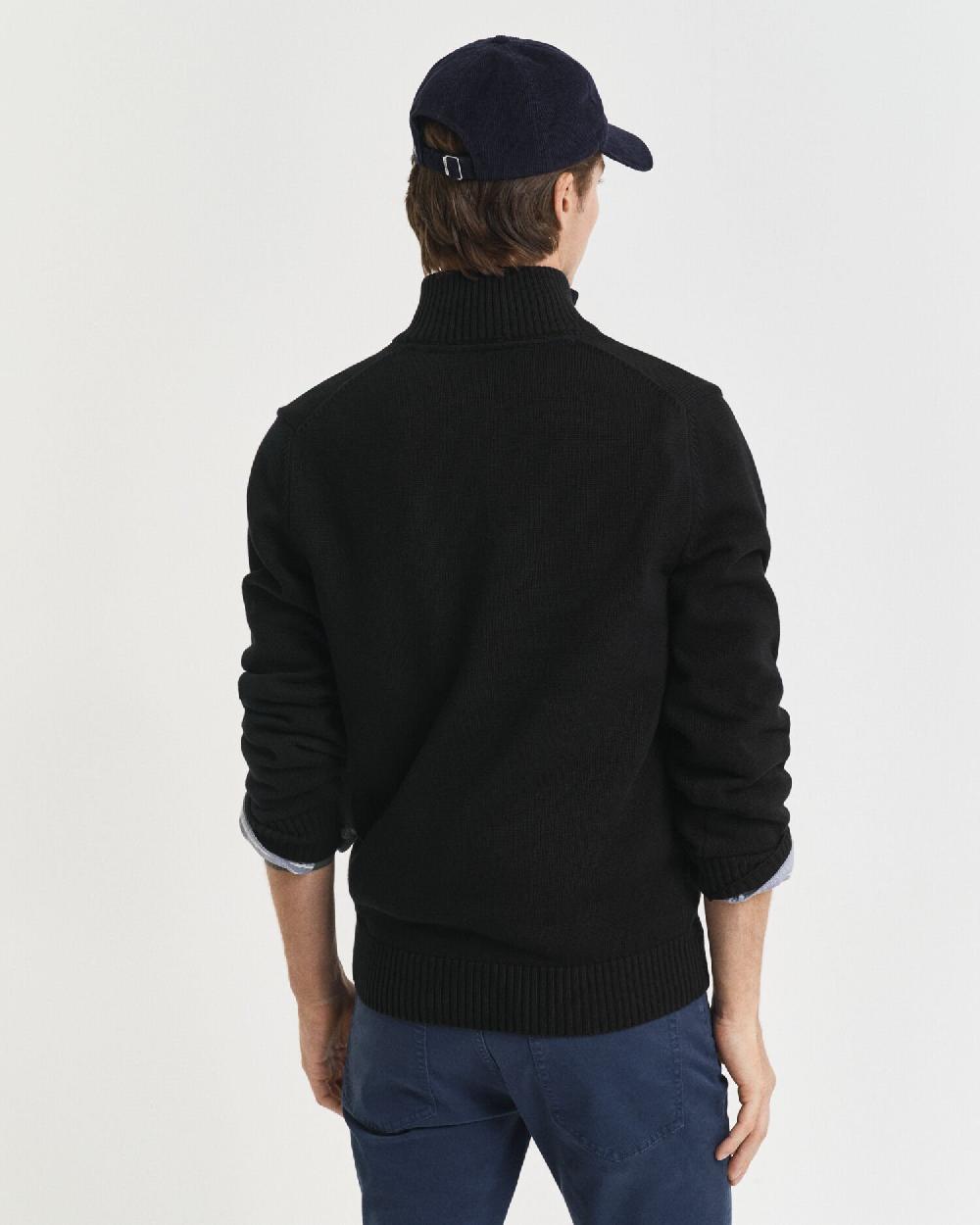Gant Casual Cotton Half-Zip Sweater Black
