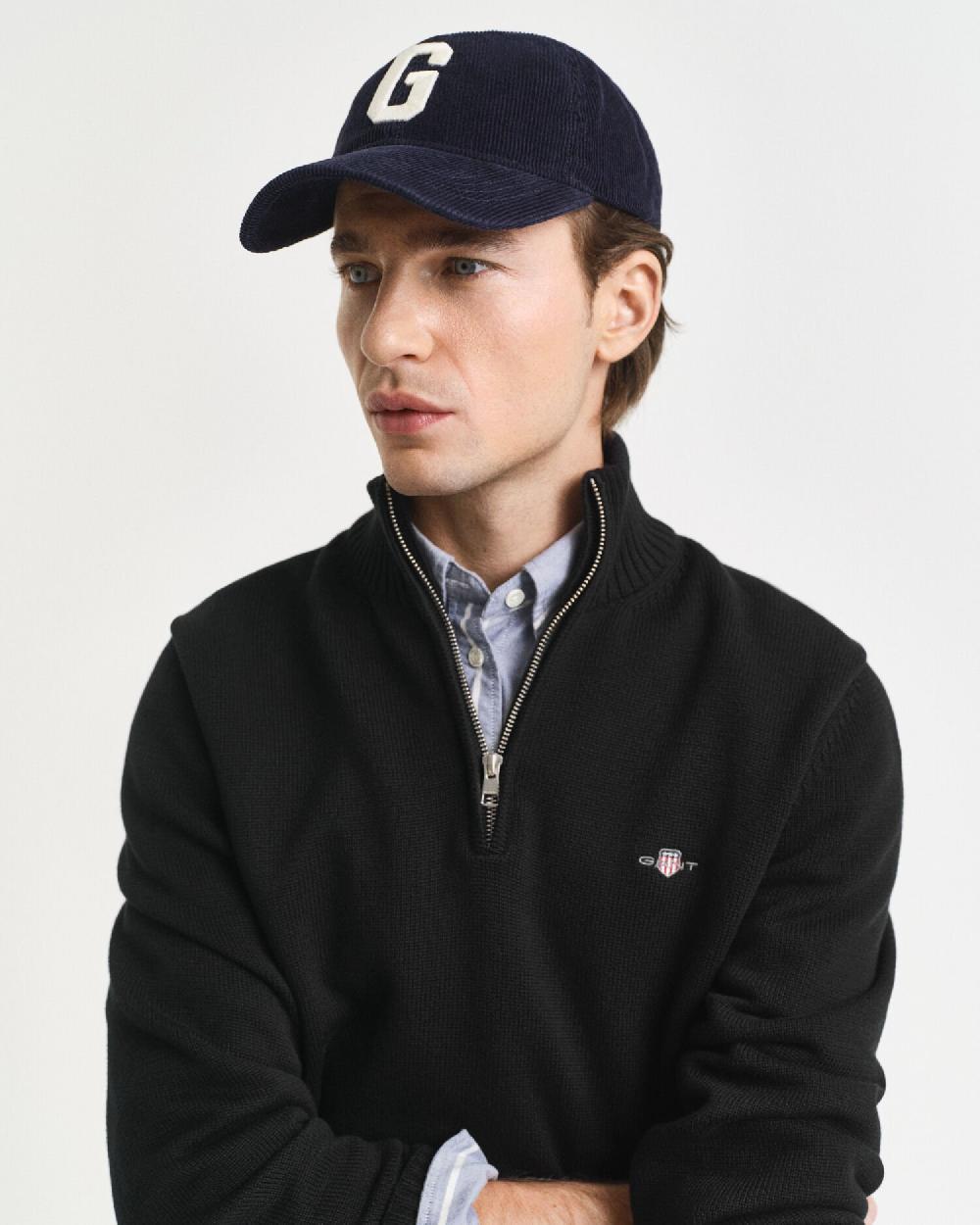 Gant Casual Cotton Half-Zip Sweater Black