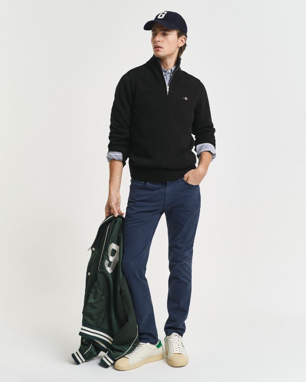 Gant Casual Cotton Half-Zip Sweater Black