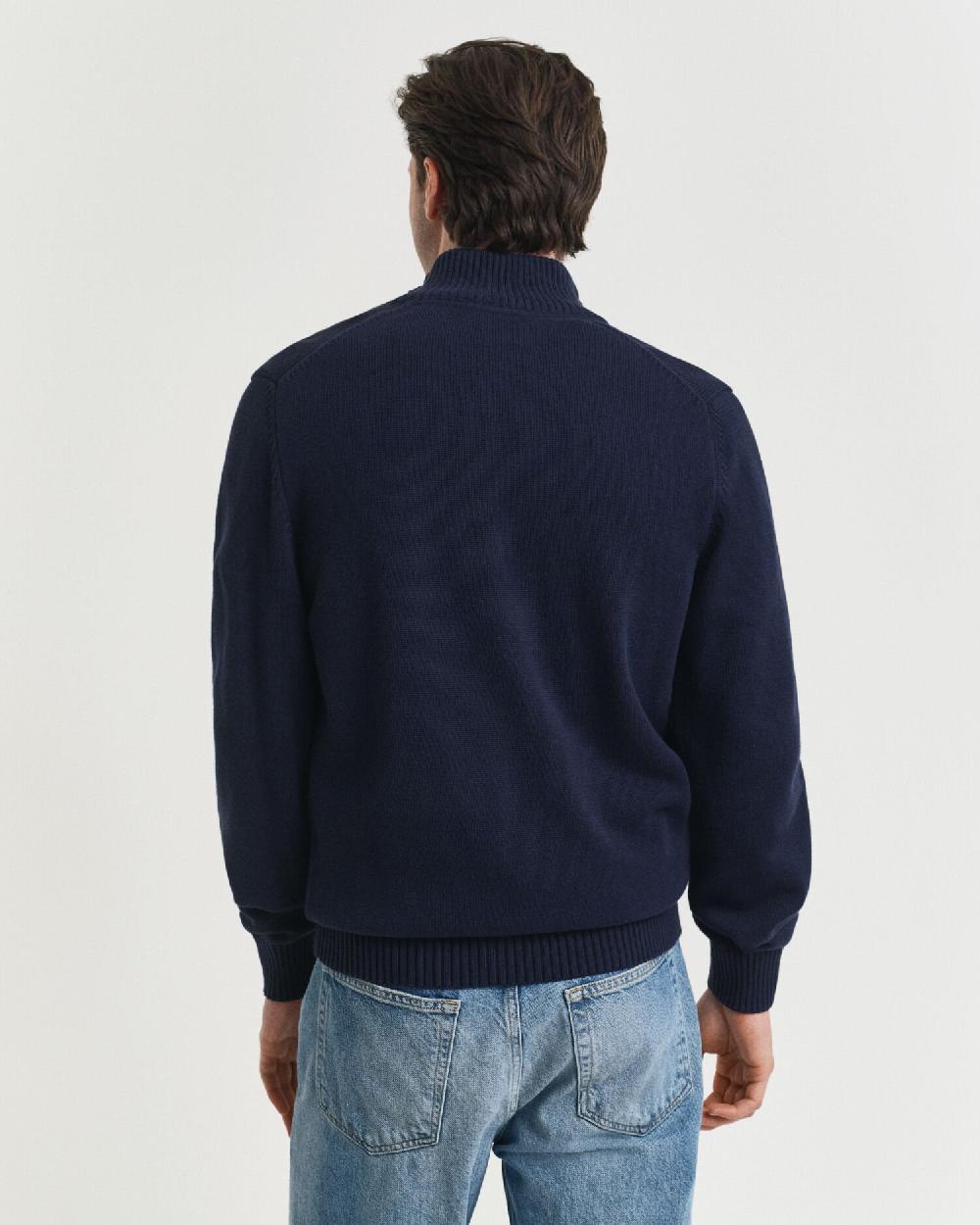 Gant Casual Cotton Half-Zip Sweater Evening Blue