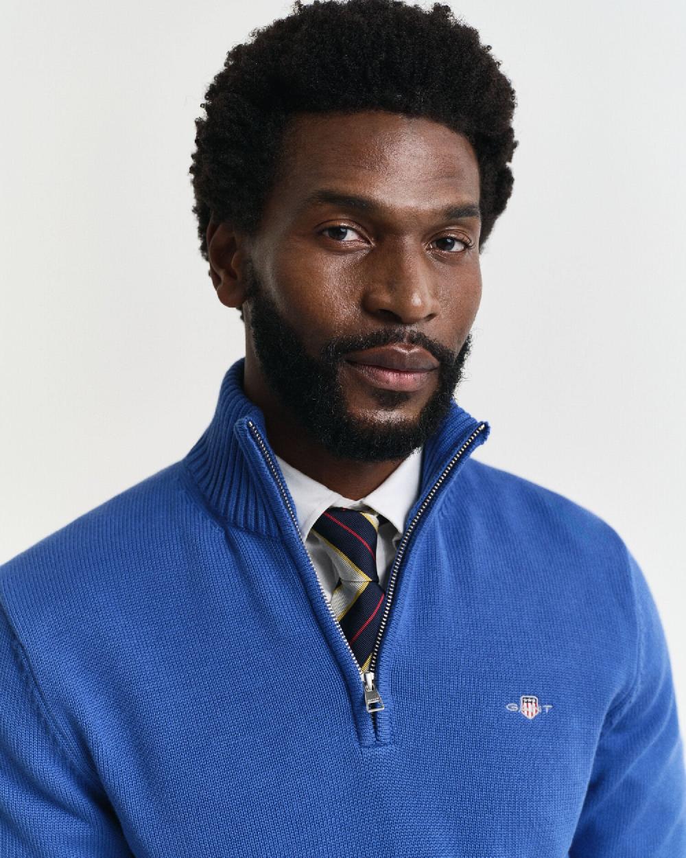 Gant Casual Cotton Half-Zip Sweater Rich Blue