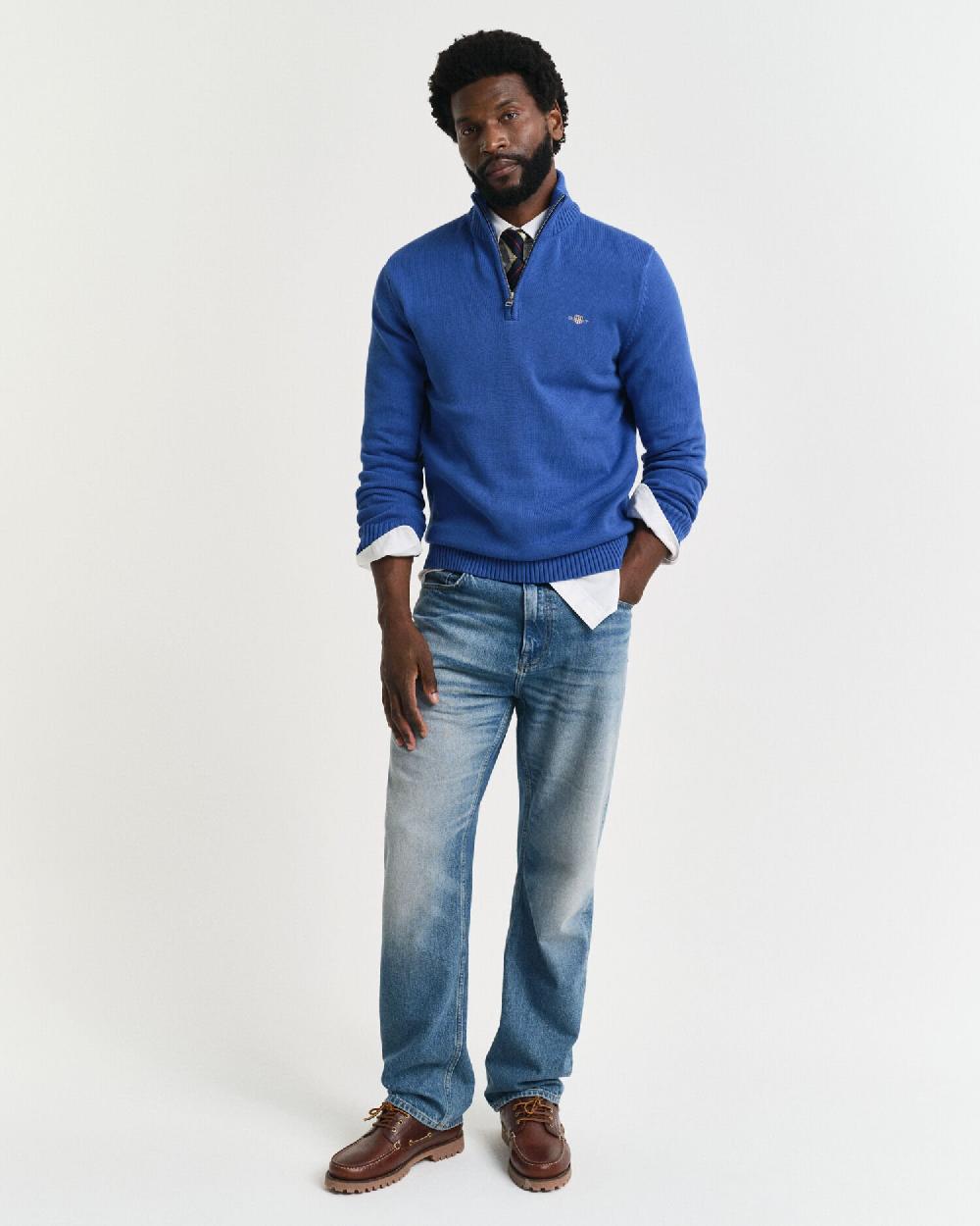 Gant Casual Cotton Half-Zip Sweater Rich Blue