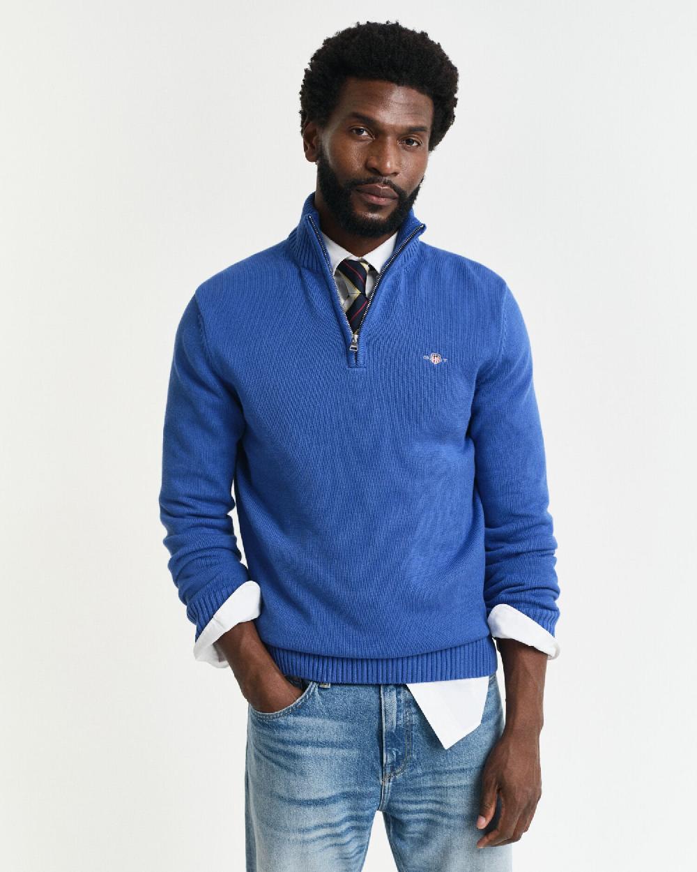 gant Casual Cotton Half-Zip Sweater rich blue