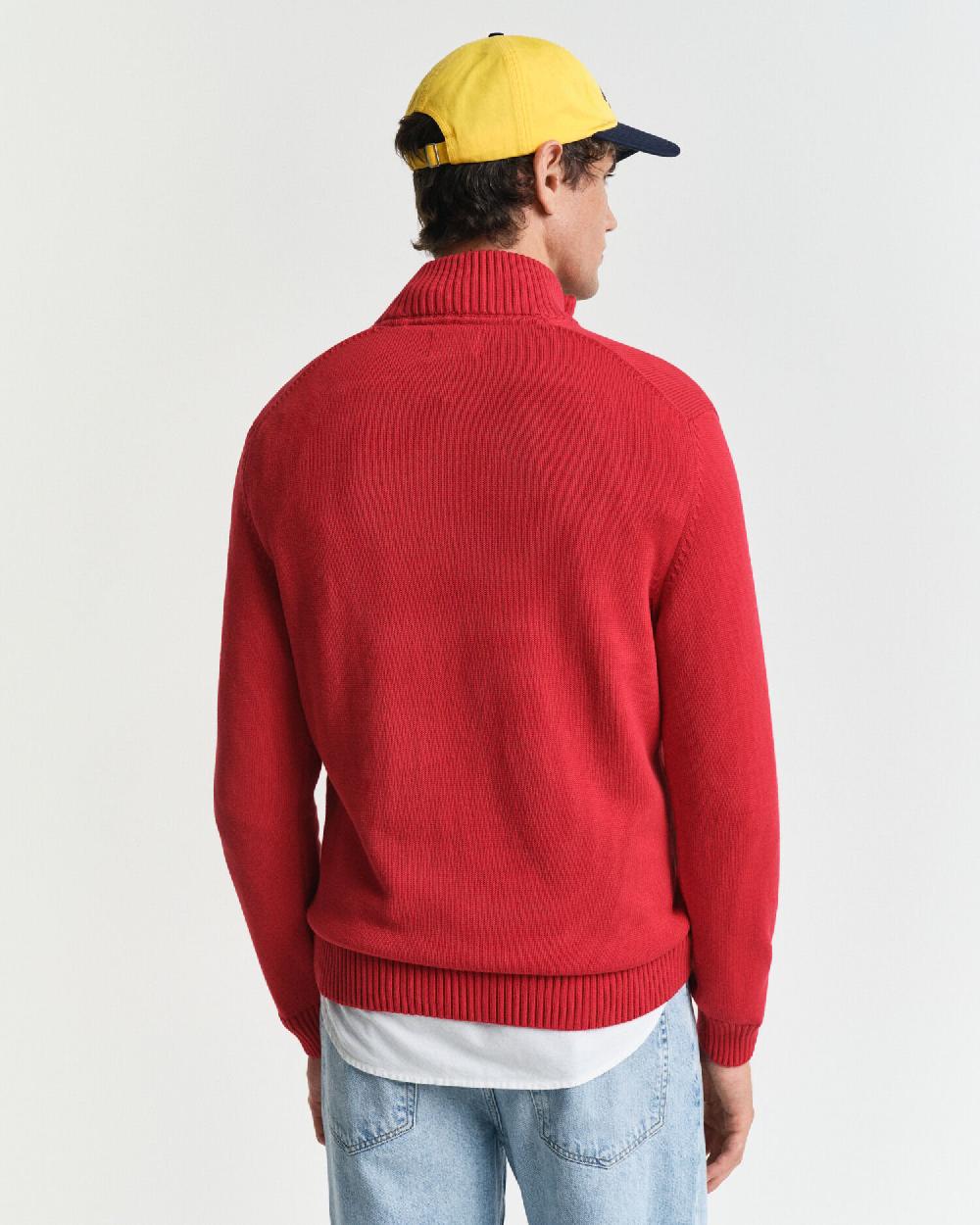 Gant Casual Cotton Half-Zip Sweater Ruby Red