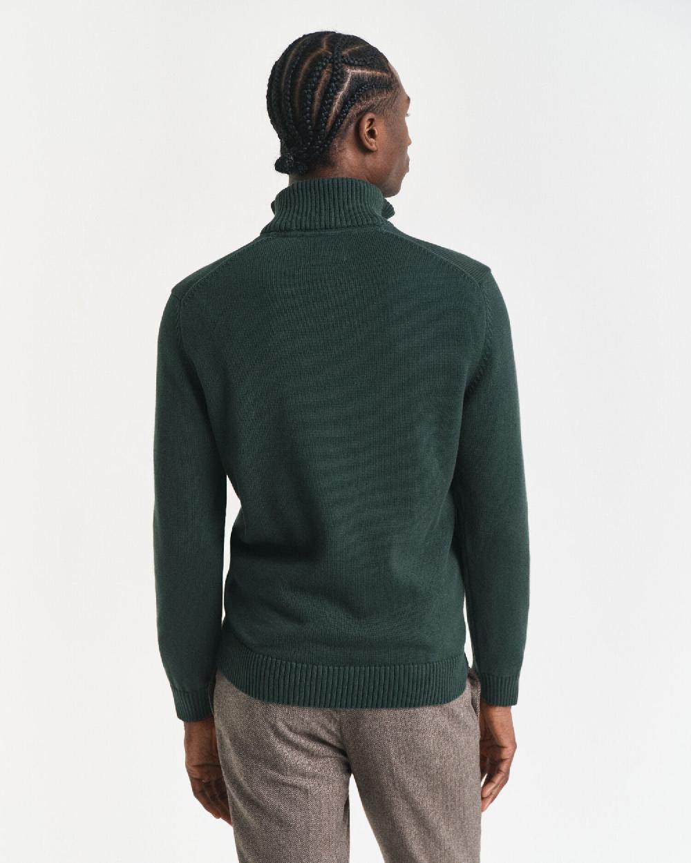 Gant Casual Cotton Half-Zip Sweater Tartan Green