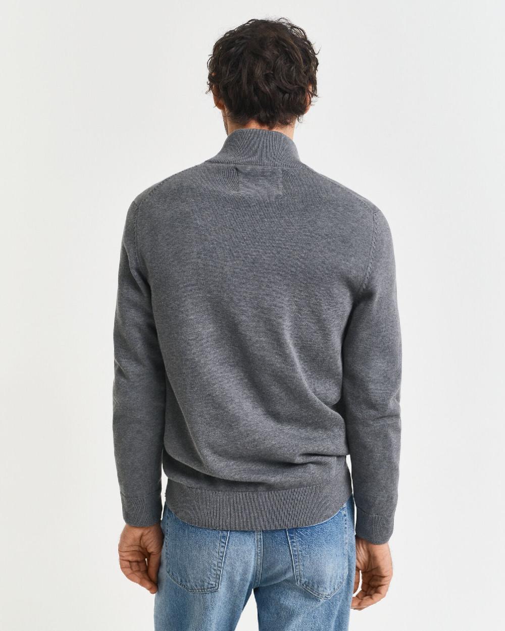 Gant Casual Cotton Zip Cardigan Dark Grey Melange