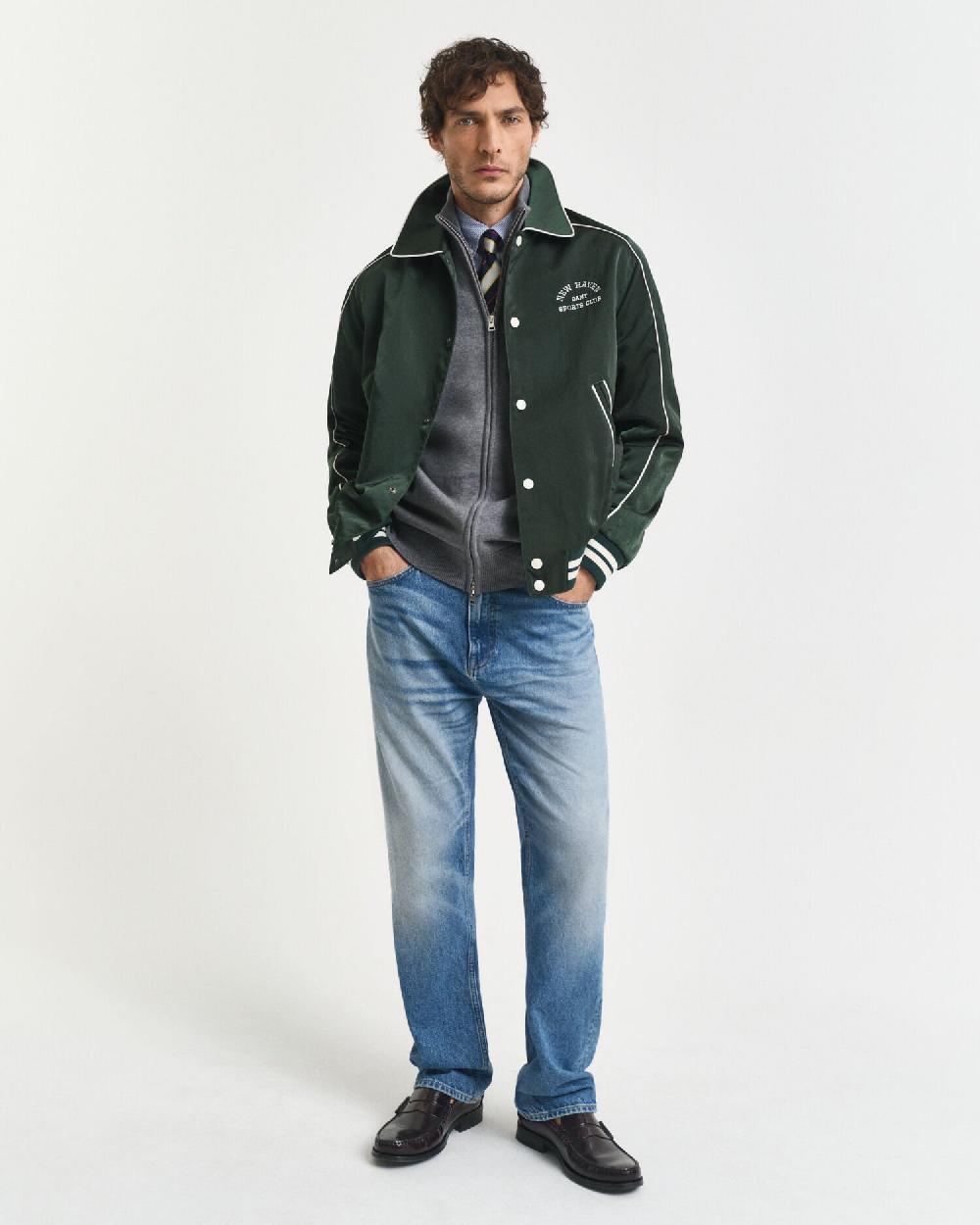Gant Casual Cotton Zip Cardigan Dark Grey Melange