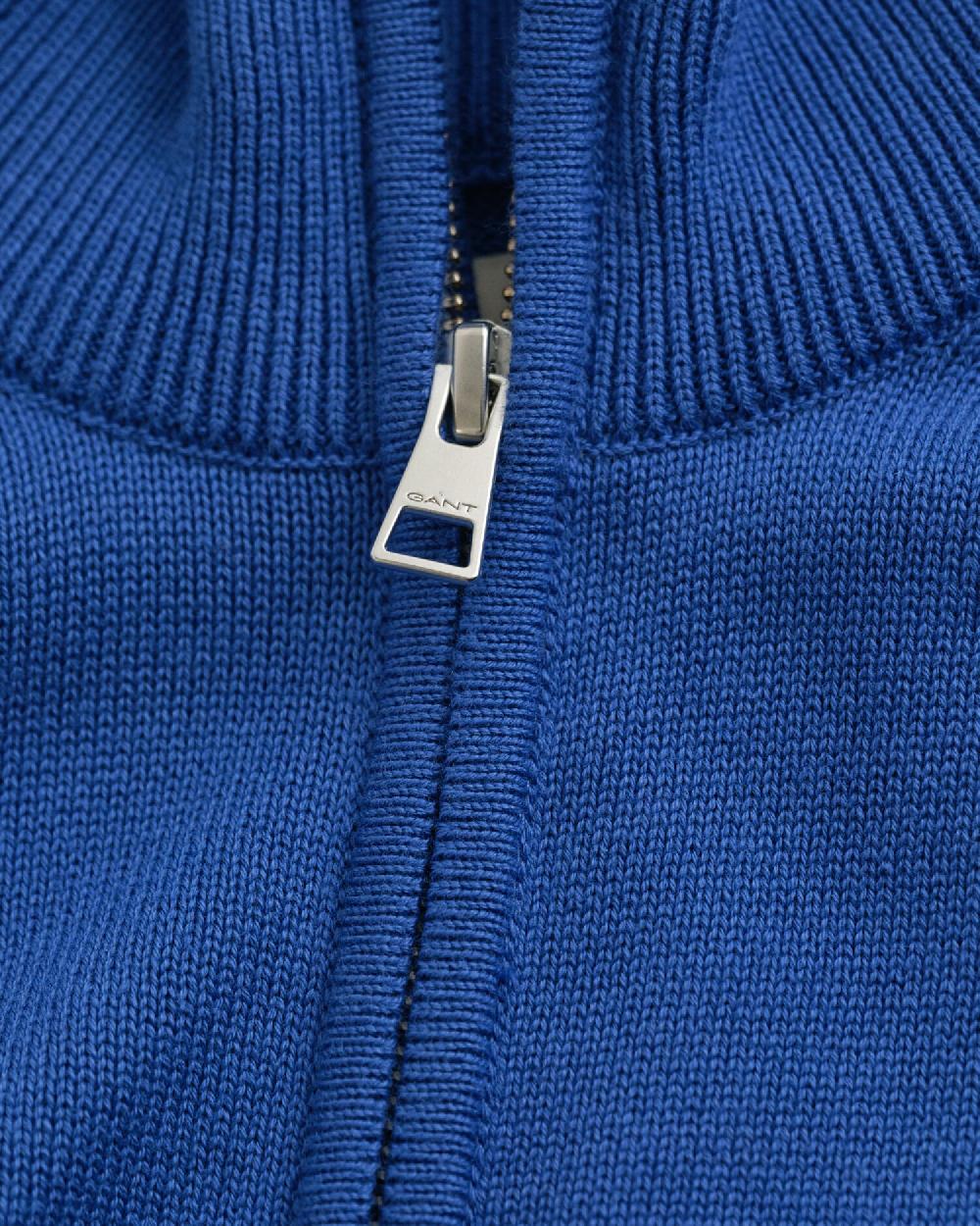 Gant Casual Cotton Zip Cardigan Rich Blue
