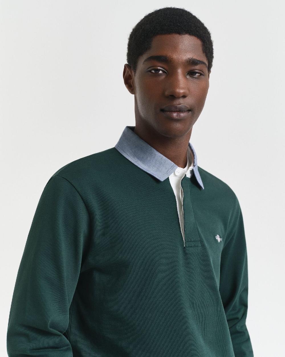 Gant Chambray Collar Heavy Rugger Tartan Green