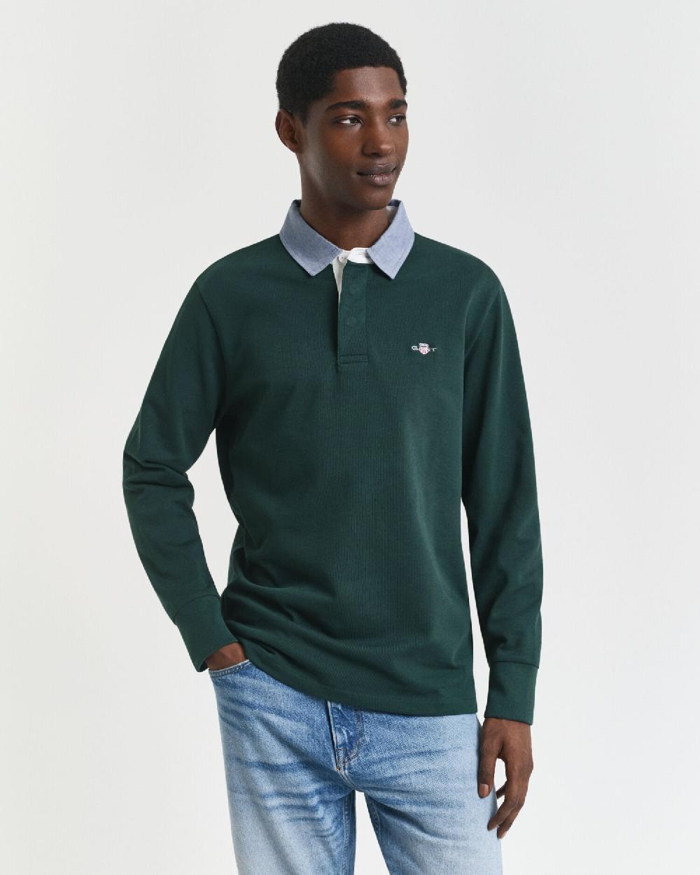 gant Chambray Collar Heavy Rugger tartan green