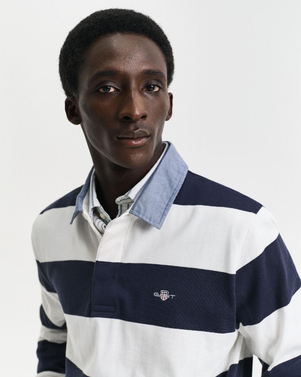 Gant Chambray Collar Striped Heavy Rugger Eggshell