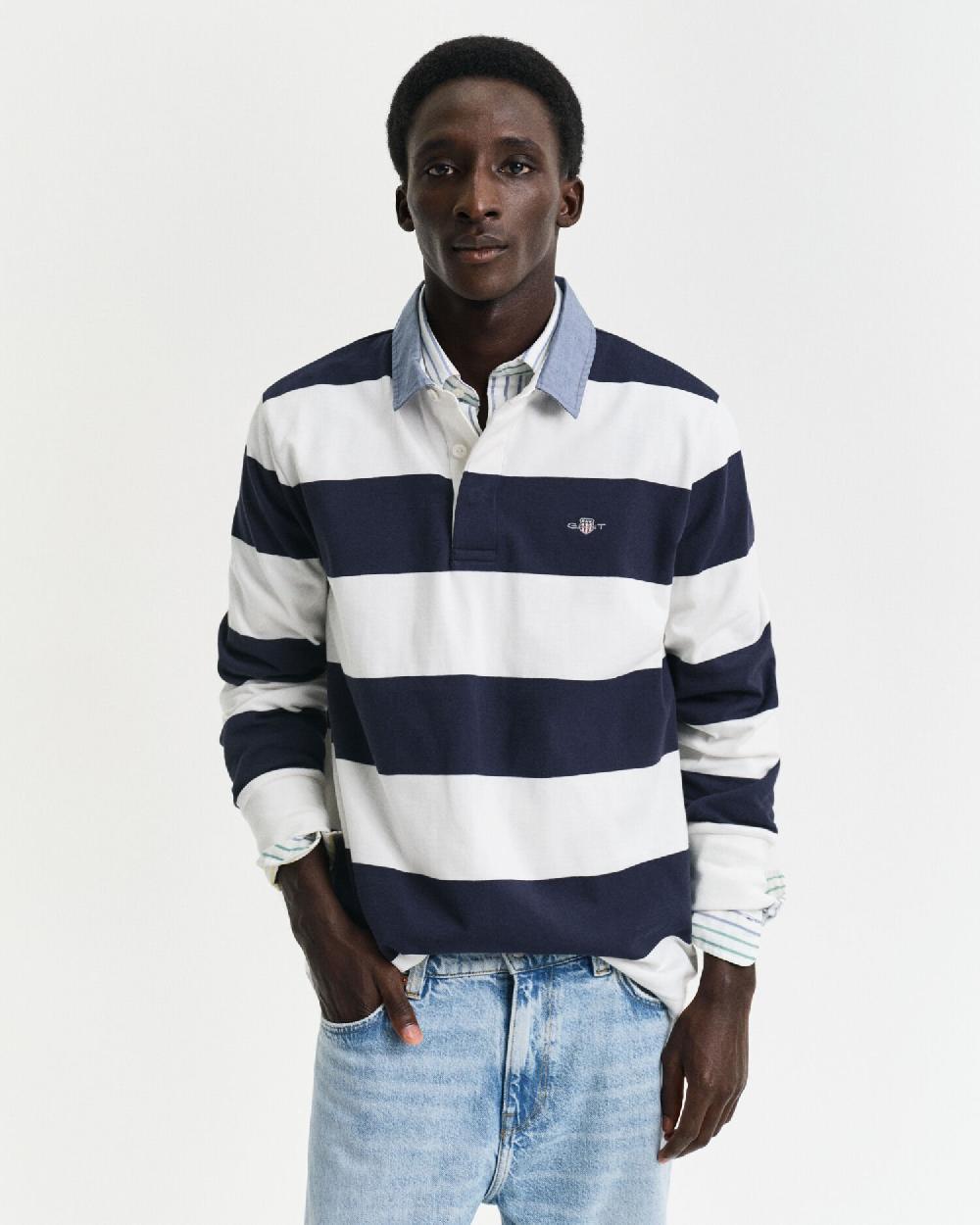 gant Chambray Collar Striped Heavy Rugger eggshell
