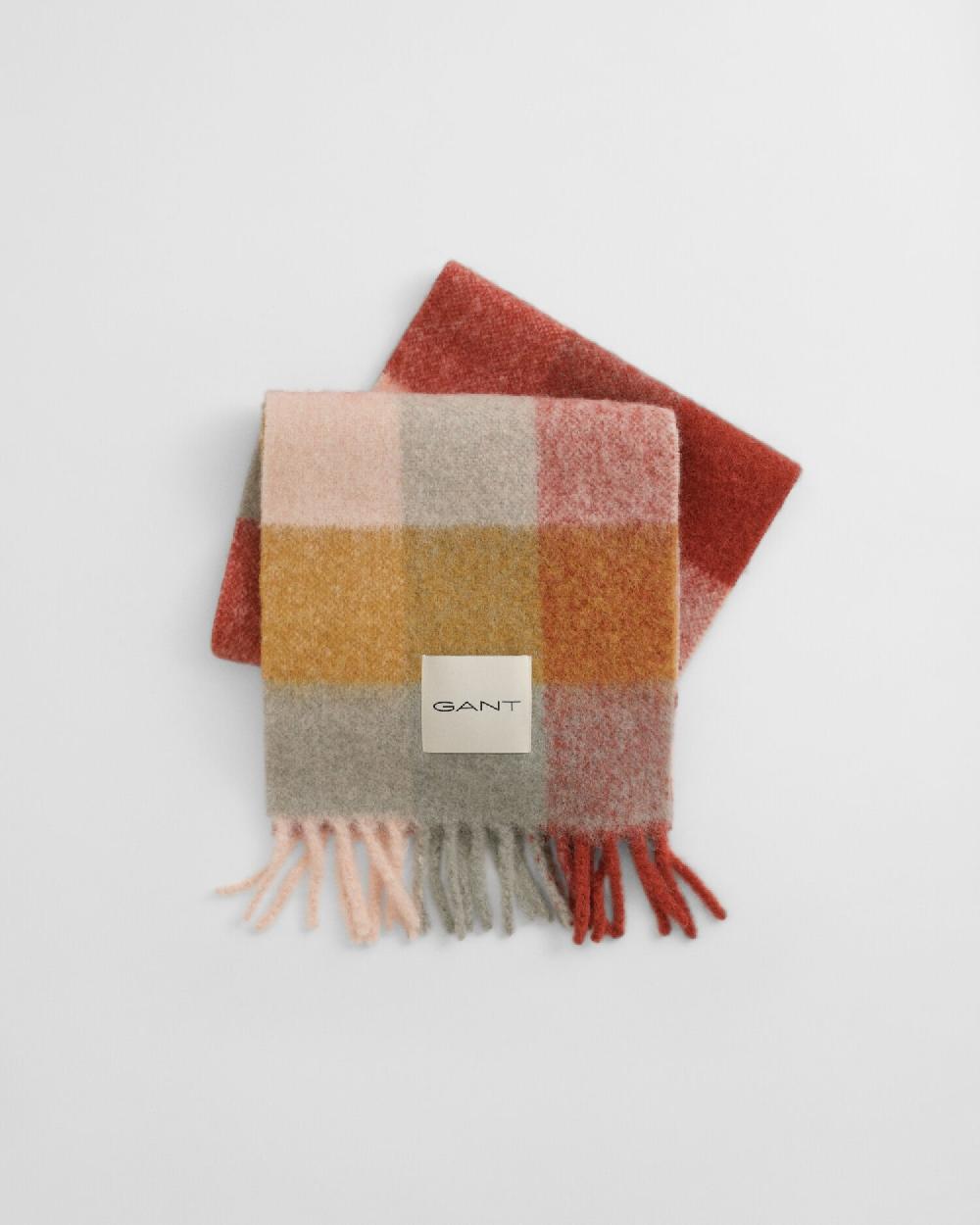 Gant Checked Alpaca Wool Blend Scarf Multicolor