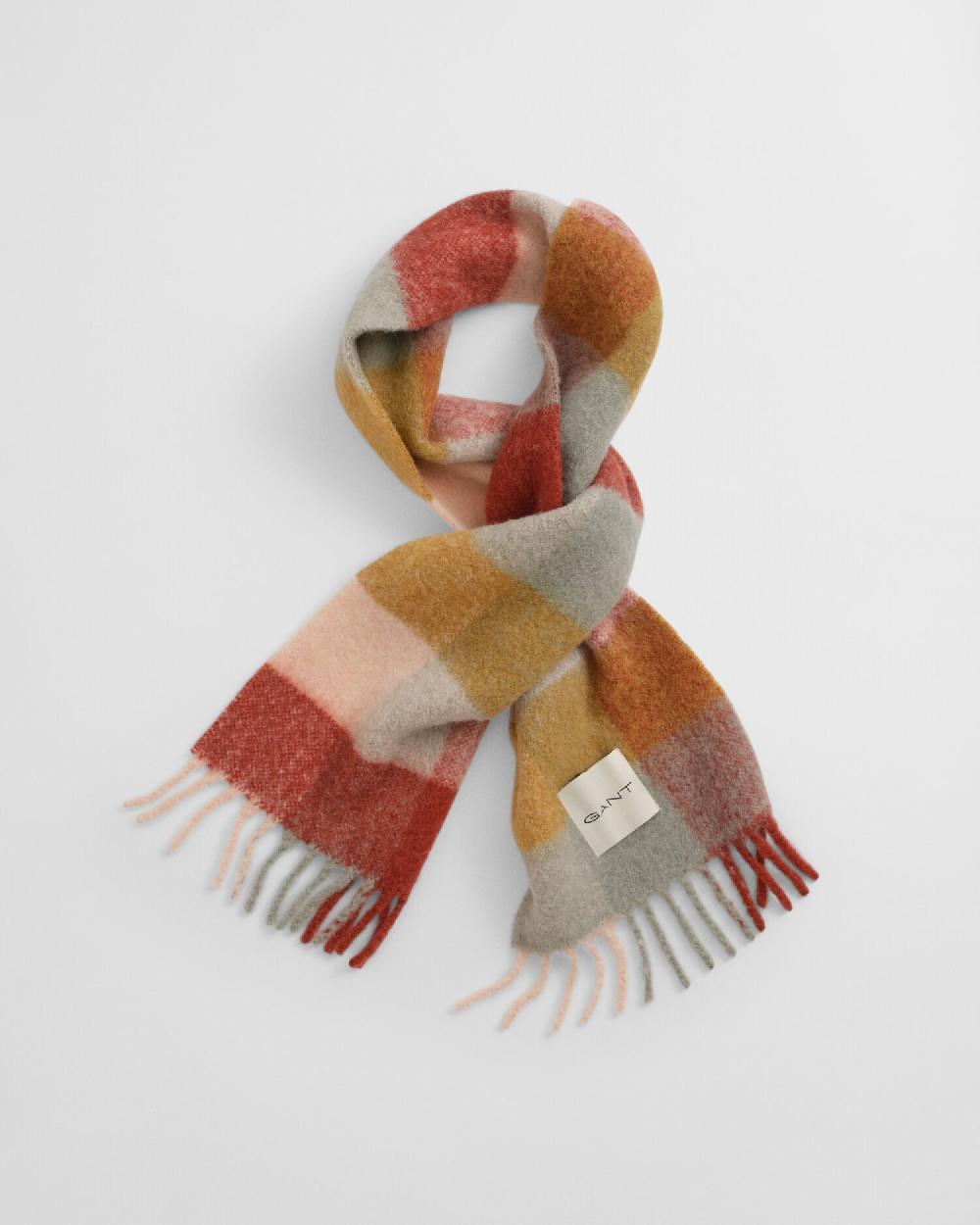 Gant Checked Alpaca Wool Blend Scarf Multicolor