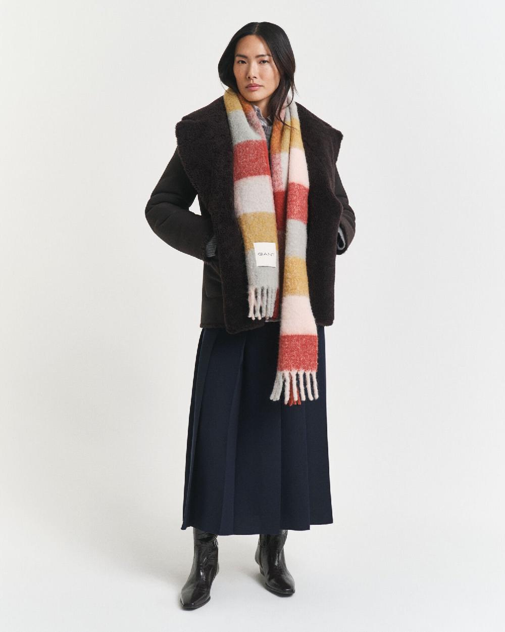 gant Checked Alpaca Wool Blend Scarf multicolor