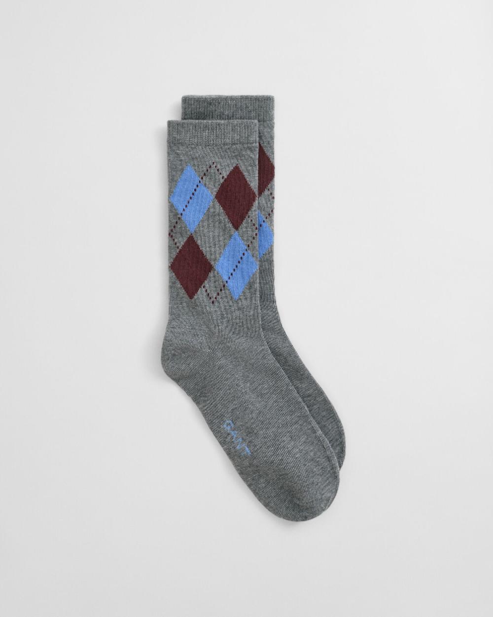 gant Checked Argyle Socks charcoal melange