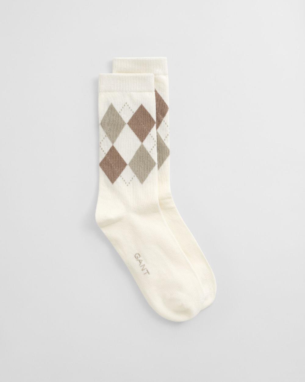gant Checked Argyle Socks eggshell