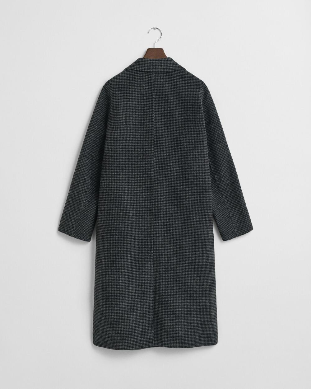 Gant Checked Handstitched Coat Charcoal Melange