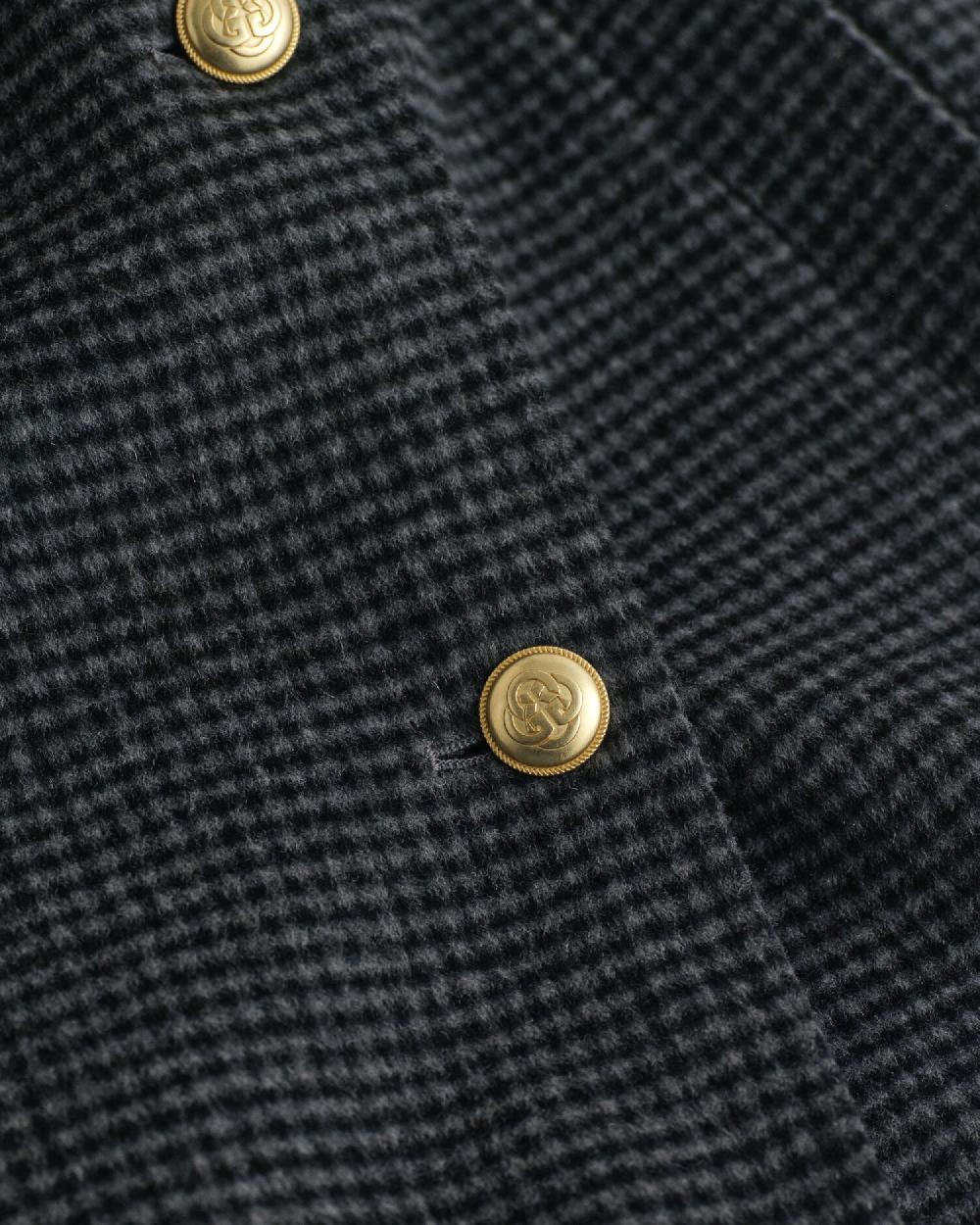 Gant Checked Handstitched Coat Charcoal Melange
