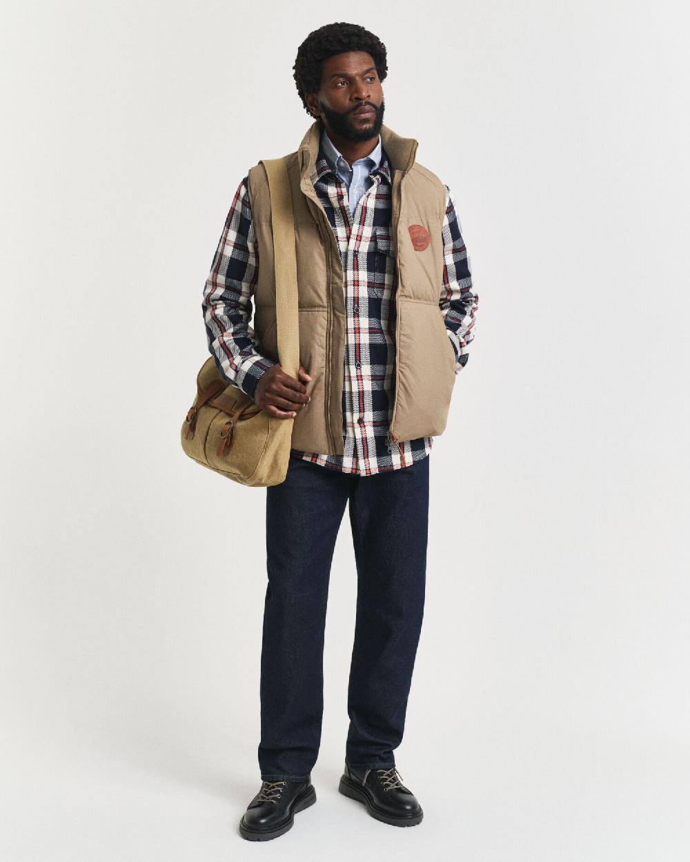 Gant Checked Heavy Twill Overshirt Evening Blue