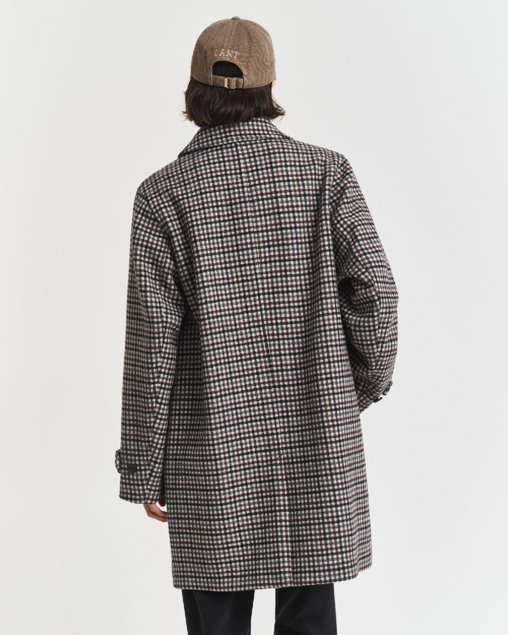 Gant Checked Wool Blend Car Coat Putty